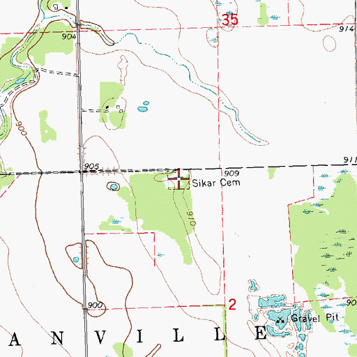Topographic Map of Sikar Cemetery, MN