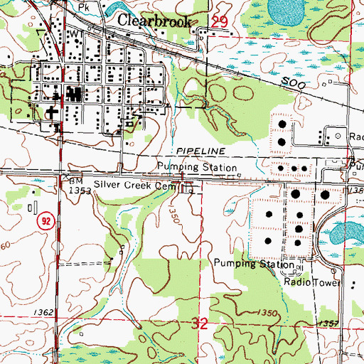 Topographic Map of Silver Creek Cemetery, MN