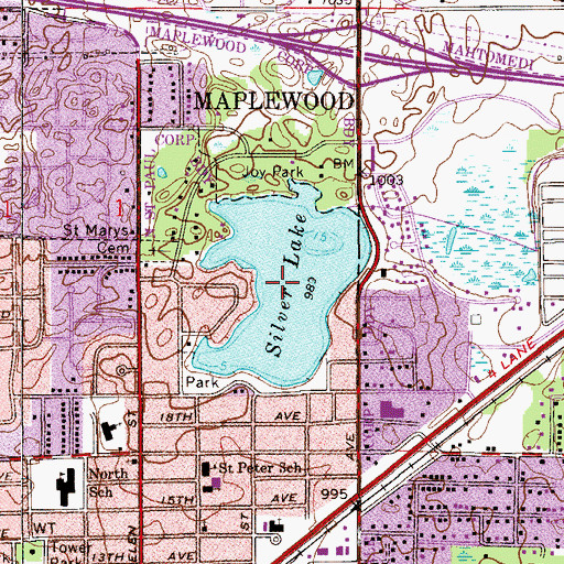 Topographic Map of Silver Lake, MN