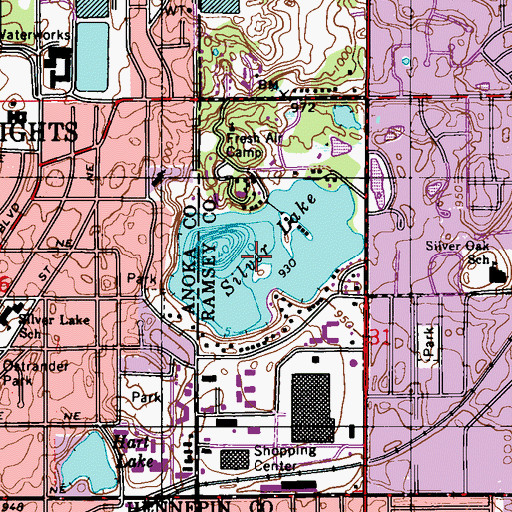 Topographic Map of Silver Lake, MN