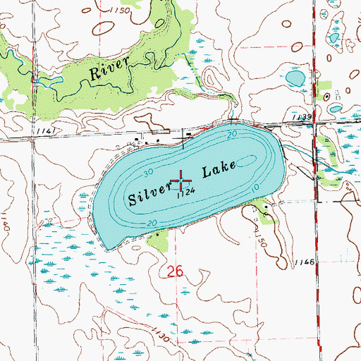 Topographic Map of Silver Lake, MN