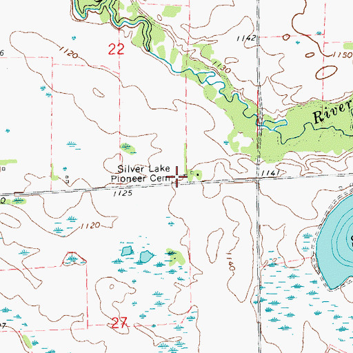 Topographic Map of Silver Lake Pioneer Cemetery, MN