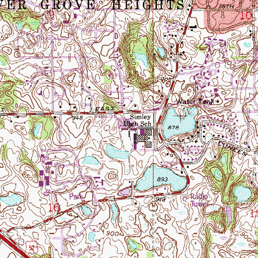 Topographic Map of Simley High School, MN