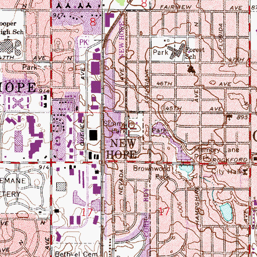 Topographic Map of Simms Park, MN
