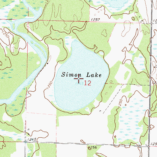 Topographic Map of Simon Lake, MN