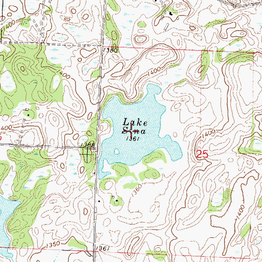 Topographic Map of Lake Sina, MN