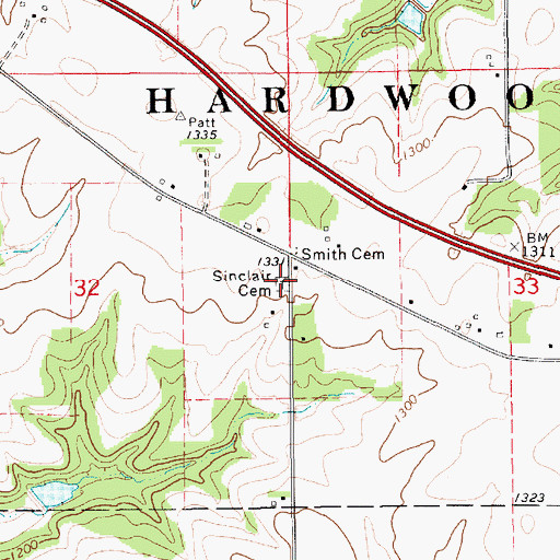 Topographic Map of Sinclair Cemetery, MN