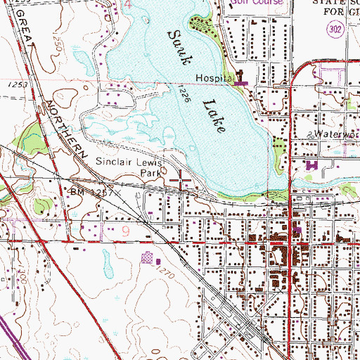 Topographic Map of Sinclair Lewis Park, MN