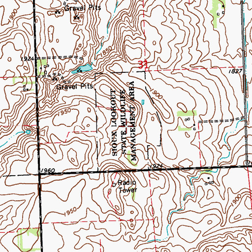 Topographic Map of Sioux Lookout State Wildlife Management Area, MN