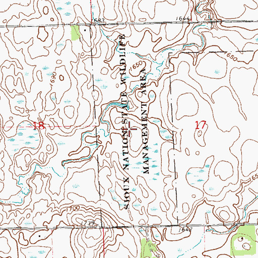 Topographic Map of Sioux Nation State Wildlife Management Area, MN