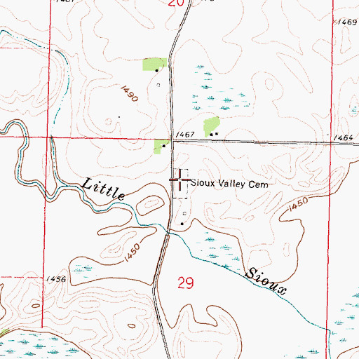Topographic Map of Sioux Valley Cemetery, MN