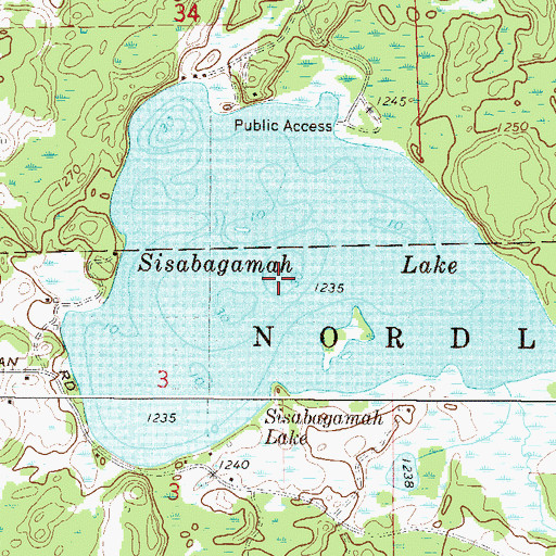 Topographic Map of Sisabagamah Lake, MN