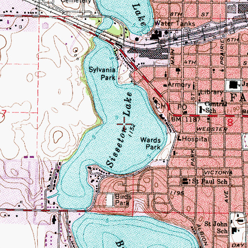 Topographic Map of Sisseton Lake, MN