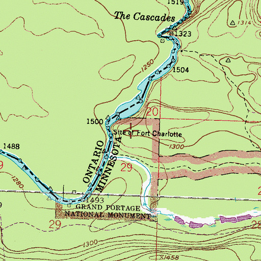 Topographic Map of Site of Fort Charlotte, MN