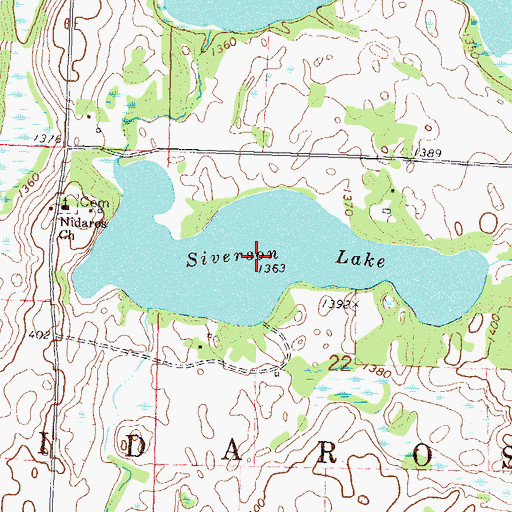 Topographic Map of Siverson Lake, MN