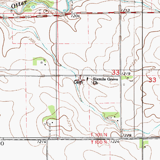 Topographic Map of Sixmile Grove Church, MN