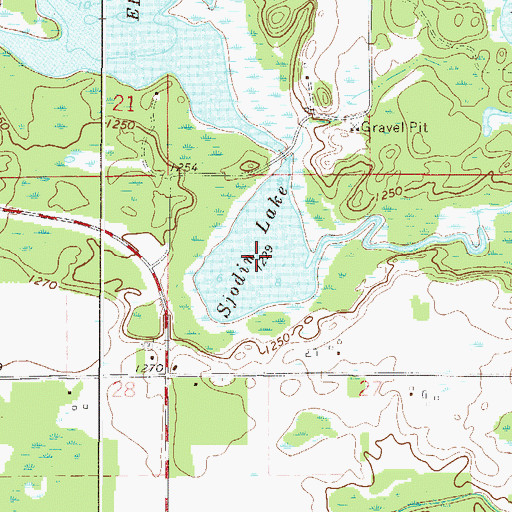 Topographic Map of Sjodin Lake, MN