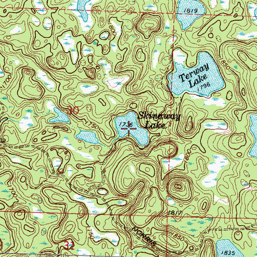 Topographic Map of Skinaway Lake, MN