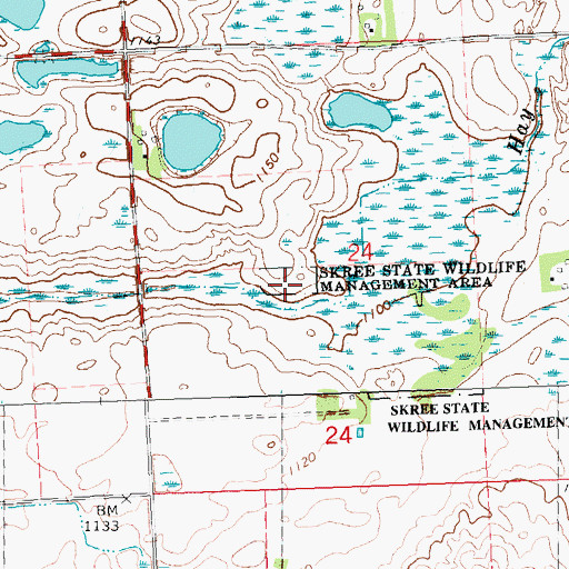 Topographic Map of Skree State Wildlife Management Area, MN