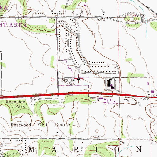Topographic Map of Skyline School, MN