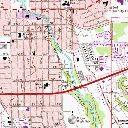 Topographic Map of Slatterly Park, MN