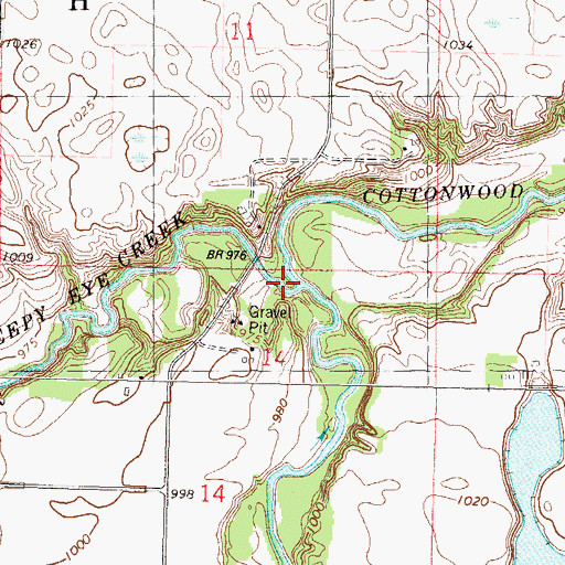Topographic Map of Sleepy Eye Creek, MN