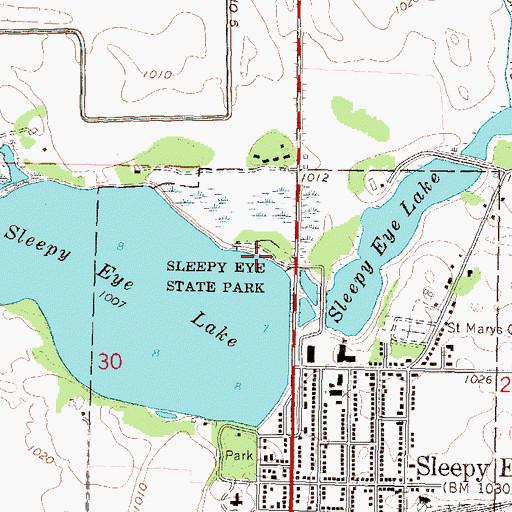 Topographic Map of Sleepy Eye State Park, MN