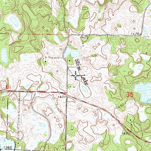 Topographic Map of Slim Lake, MN