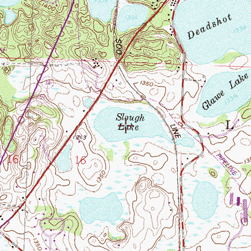 Topographic Map of Slough Lake, MN