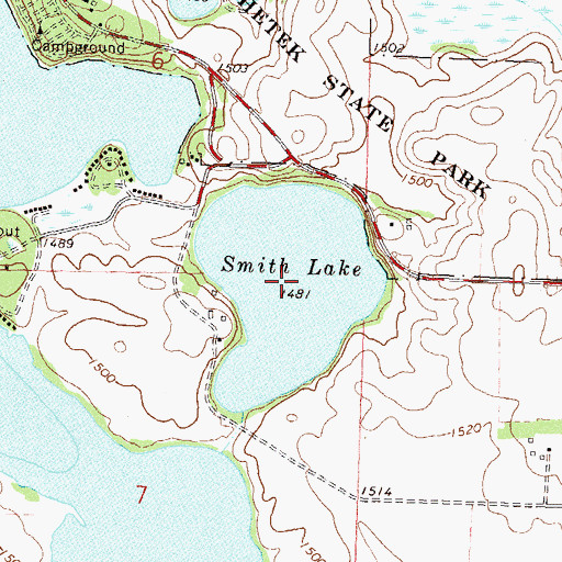 Topographic Map of Smith Lake, MN