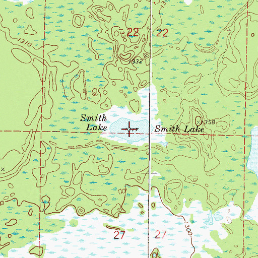Topographic Map of Smith Lake, MN