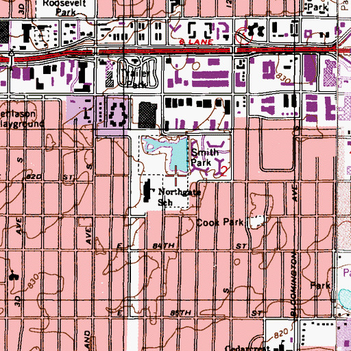 Topographic Map of Smith Park, MN