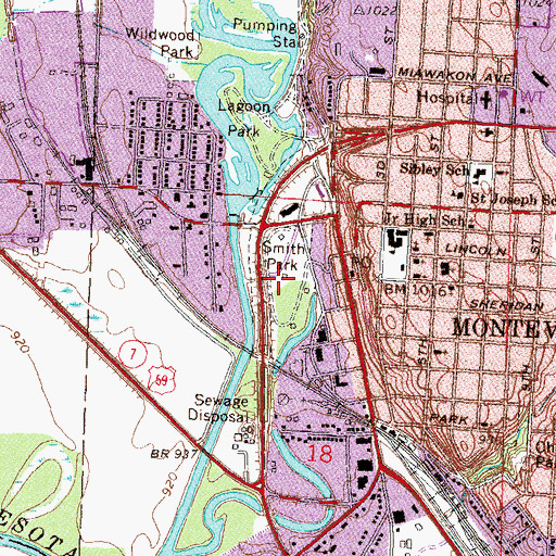 Topographic Map of Smith Park, MN