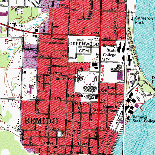 Topographic Map of J W Smith Elementary School, MN