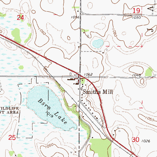 Topographic Map of Smiths Mill, MN