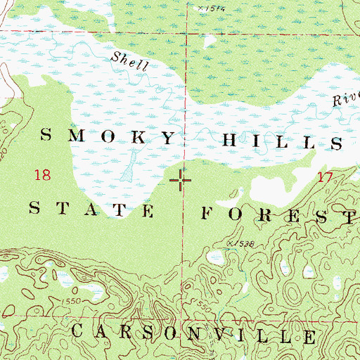 Topographic Map of Smoky Hills State Forest, MN