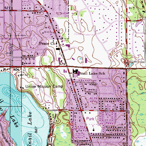 Topographic Map of Snail Lake School, MN