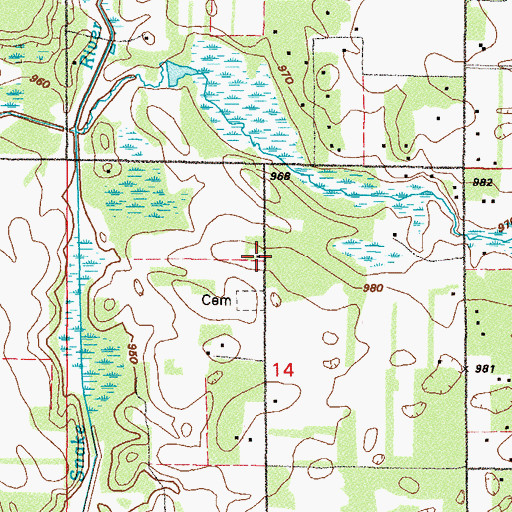 Topographic Map of Snake River Church, MN