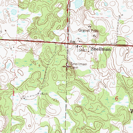 Topographic Map of Snellman Cemetery, MN