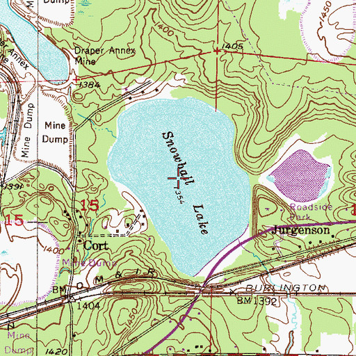 Topographic Map of Snowball Lake, MN