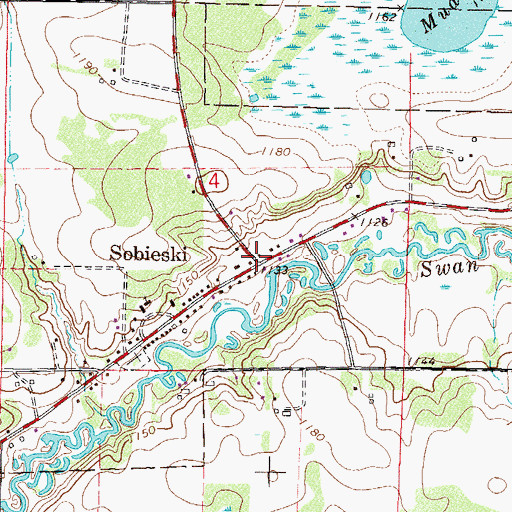Topographic Map of Sobieski, MN