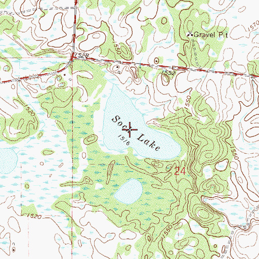 Topographic Map of Sock Lake, MN