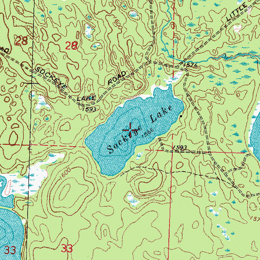 Topographic Map of Sockeye Lake, MN