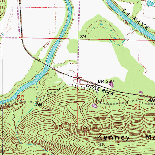 Topographic Map of Kenney (historical), AR