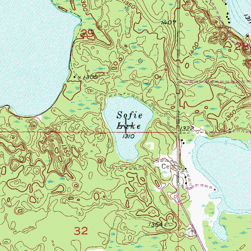 Topographic Map of Sofie Lake, MN
