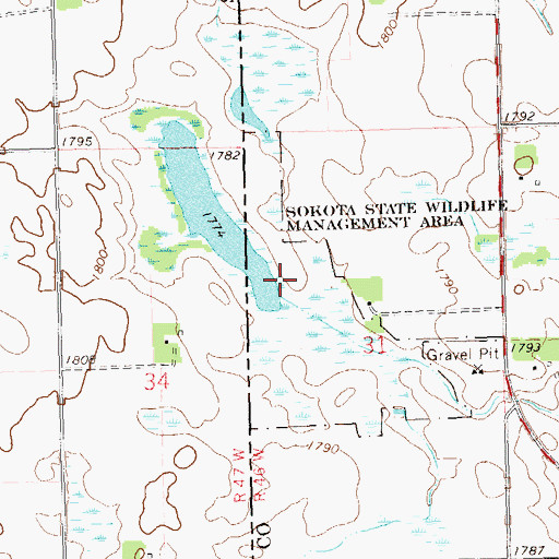 Topographic Map of Sokota State Wildlife Management Area, MN