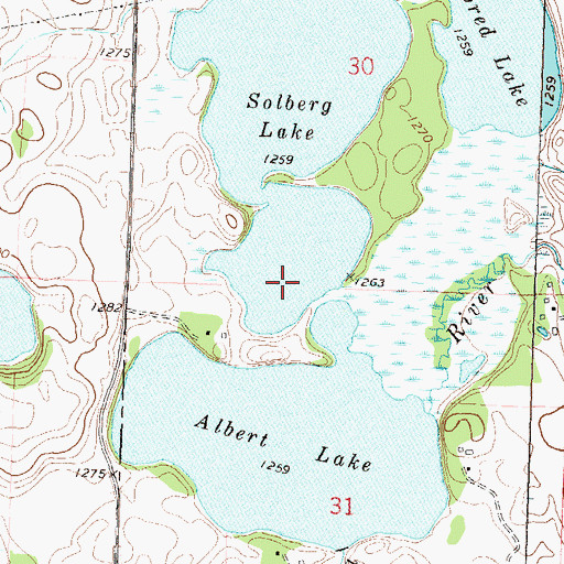 Topographic Map of Solberg Lake, MN