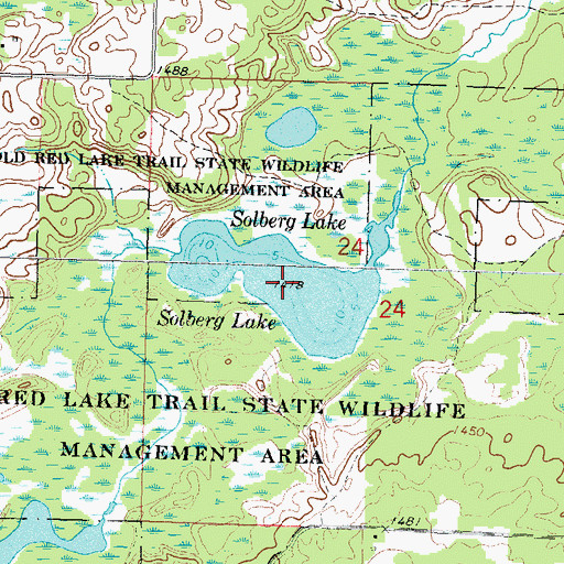 Topographic Map of Solberg Lake, MN
