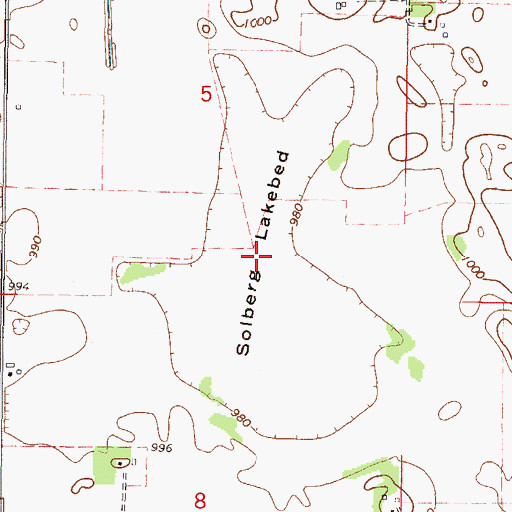 Topographic Map of Solberg Lakebed, MN