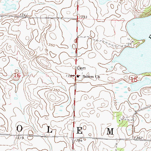 Topographic Map of Solem Church, MN